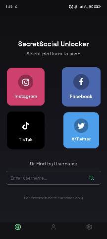 Screenshot of Secret Social Unlocker - Discover Hidden Social Media Accounts APK interface