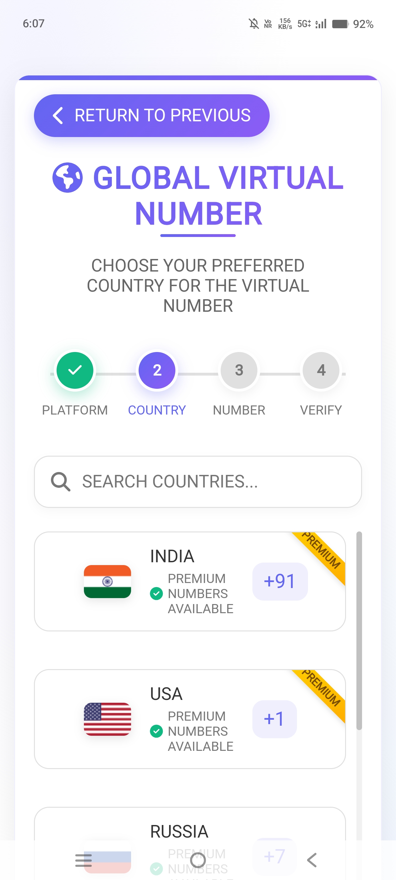 Screenshot of Download Global OTP V2 APK v2.0 – Unlimited Temporary OTP Numbers APK interface