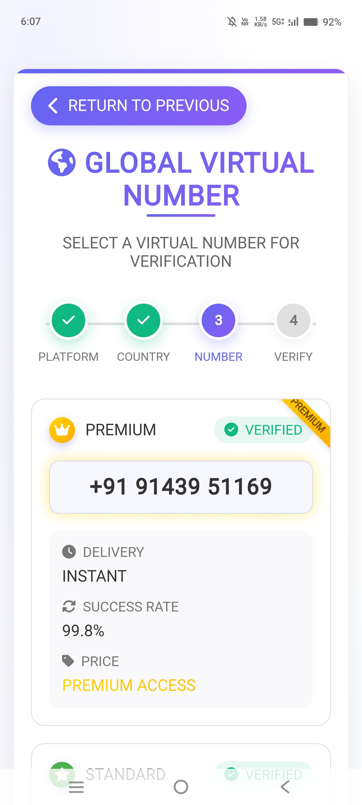 Screenshot of Download Global OTP V2 APK v2.0 – Unlimited Temporary OTP Numbers APK interface